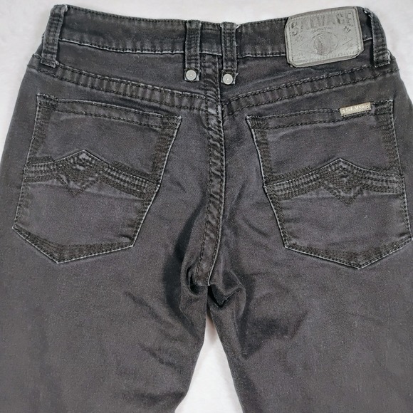 Salvage Mayhem Straight Jeans Men's 30R (30x31) Black Distressed Stretch Denim - Picture 6 of 8